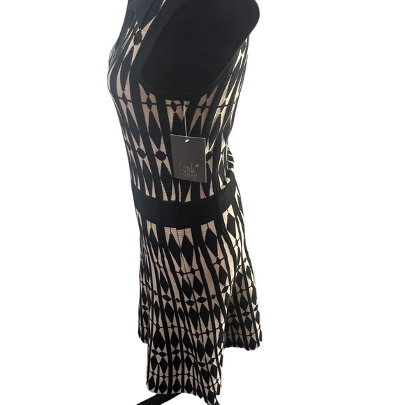 LARK & GREY, MEDIUM, BLACK/BEIGE PRINT, SLEEVELESS, DRESS. New - Picture 9 of 10